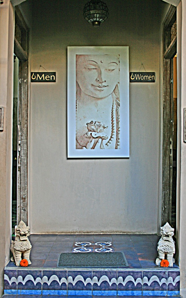 Entrance to Yoga Cafe bathrooms in Ubud